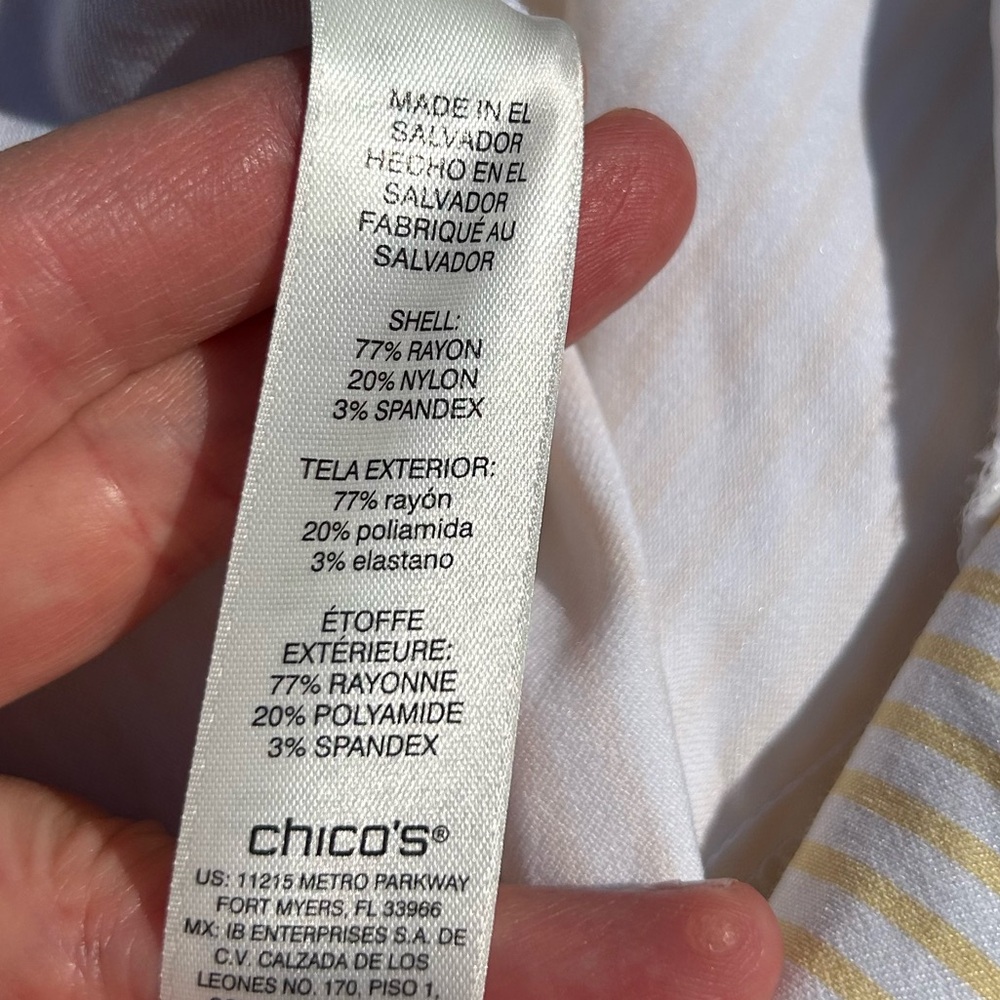Chico’s Women's Yellow Striped Pull On Perfect Stretch Pants 2.5/14-16 - Picture 5 of 6